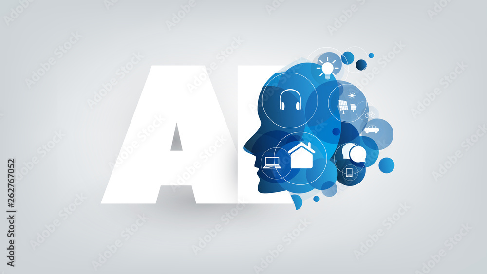 Poster abstract blue and white digital technology, machine learning, artificial intelligence, cloud computi