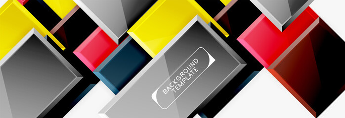 Geometrical design squares abstract banner, glossy shiny effects