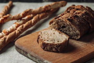 Parmesan bread on the table