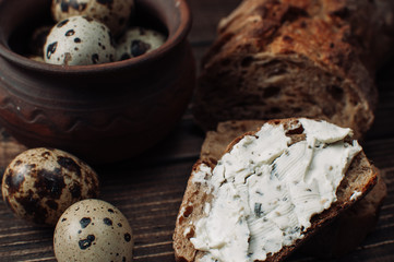 Bread on wooden table
