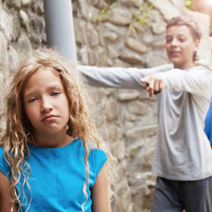 Fototapeta premium Boy tease the girl