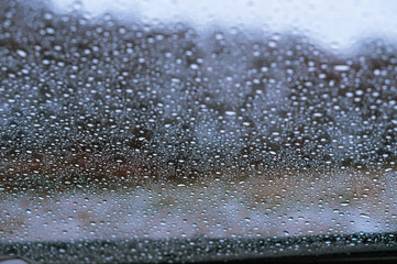 Rain drops on glass. Water drops on car glass.