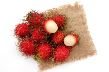 Fresh close up rambutant sweet and delicious fruit isolated.
