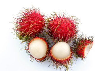 Fresh close up rambutant sweet and delicious fruit isolated.