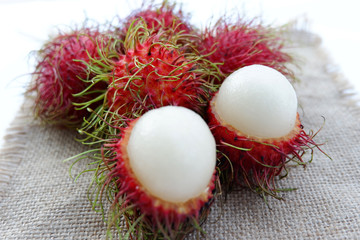 Fresh close up rambutant sweet and delicious fruit isolated.