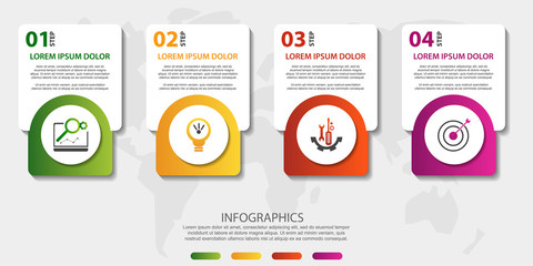 Fototapeta premium Vector infographic 3D template for four label, diagram, graph, presentation and circles. Business concept with 4 options. For content, flowchart, steps, parts, timeline, workflow, chart. EPS10