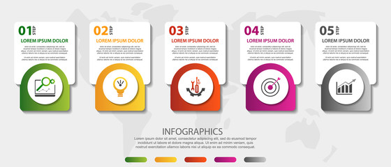 Vector infographic 3D template for five label, diagram, graph, presentation and circles. Business concept with 5 options. For content, flowchart, steps, parts, timeline, workflow, chart. EPS10