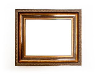 gold picture frame isolated on white background