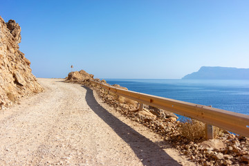 The mountain road on the way to the beach of Balos in Crete