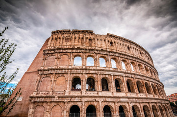 Fototapeta na wymiar Exterior view of the ancient Roman Colloseum in Rome