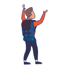 Backpacker hiking tourist adventure isolated isolated blue lines