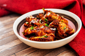 fried chicken wings on table
