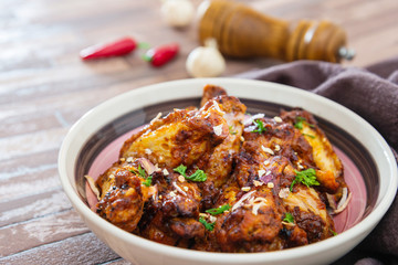 fried chicken wings on table