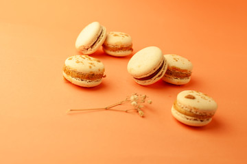  handmade macaron on beautiful background