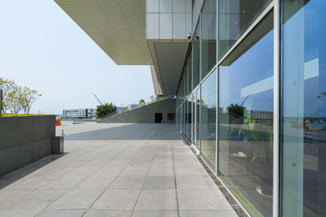 Panoramic skyline and buildings with empty concrete square floor in shenzhen,china