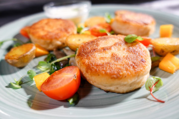 Fish patties with a side dish