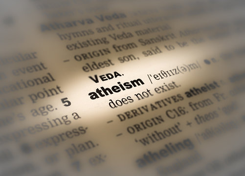 A highlighted word in a page that reads: atheism