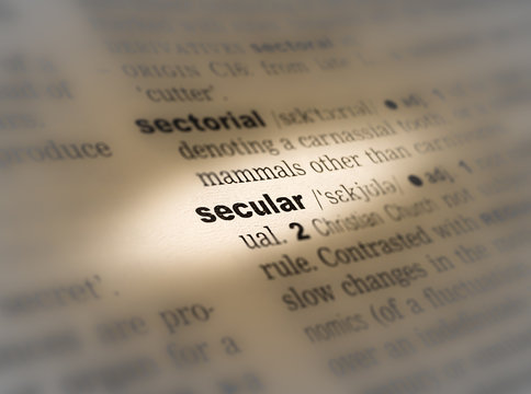 A highlighted word in a page that reads: secular