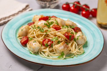 Spaghetti with cod