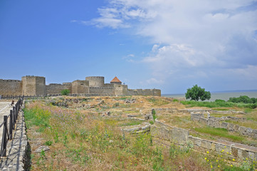 Fototapeta premium The huge stone walls of the ancient Akkerman fortress, Belgorod-Dniester, Odessa region