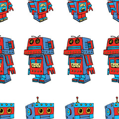 Seamless pattern of toy robots