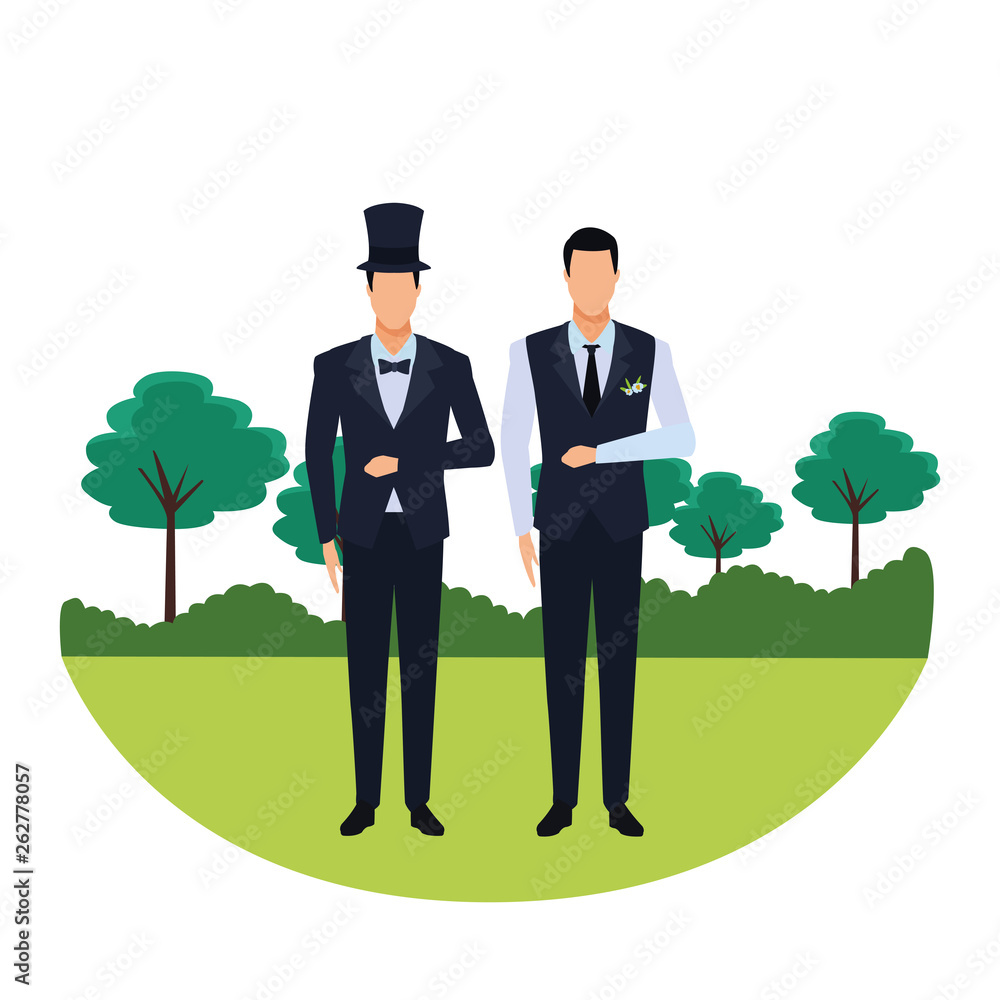 Wall mural men wearing tuxedo