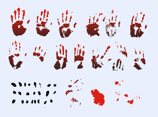 Vector handprints and fingers. Suitable for design related to thrillers, horrors or criminal stories.