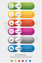 Vector infographic 3D template for six label, diagram, graph, presentation and circles. Business concept with 6 options. For content, flowchart, steps, parts, timeline, workflow, chart. EPS10