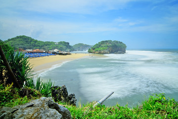 Fototapeta premium natural views of the south coast in the Yogyakarta region. This beach is named 