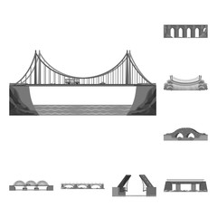 Vector illustration of design and construct icon. Set of design and bridge stock vector illustration.