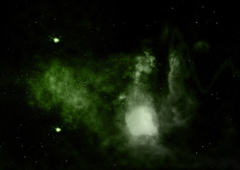 Far being shone nebula and star field. 3D rendering