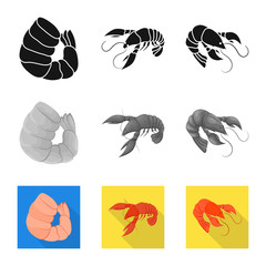 Naklejka premium Vector illustration of appetizer and ocean symbol. Collection of appetizer and delicacy stock vector illustration.