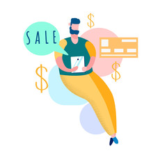 Online Shopping Sales Flat Vector Illustration