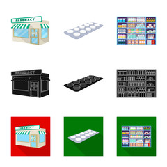 Vector illustration of retail and healthcare sign. Collection of retail and wellness vector icon for stock.