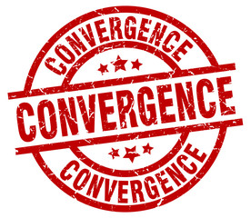 convergence round red grunge stamp