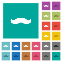 Mustache square flat multi colored icons