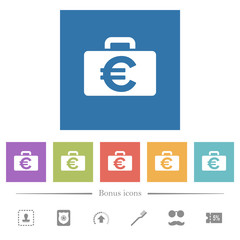 Euro bag flat white icons in square backgrounds