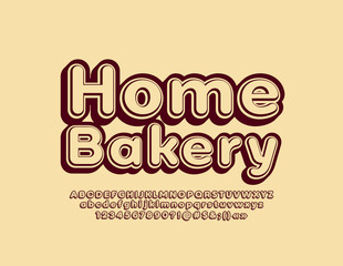 Vector retro style logotype Home Bakery witn 3D Font. Isometric vintage Alphabet. Letters, Numbers and Symbols for Shopping Marketing
