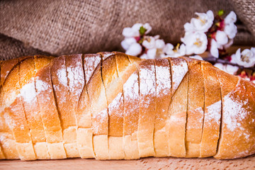 sliced loaf of fresh bread