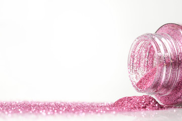 Close up with pink glittero