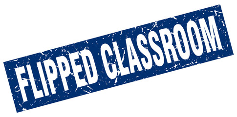 square grunge blue flipped classroom stamp