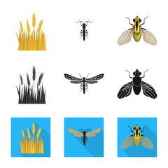 Vector illustration of agriculture and farming icon. Set of agriculture and plant  vector icon for stock.