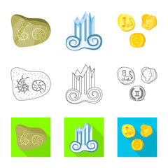 Vector illustration of story and items icon. Set of story and attributes  stock symbol for web.