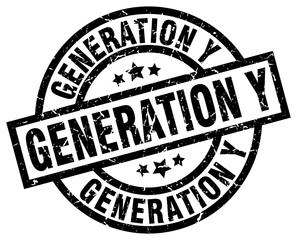 generation y round grunge black stamp