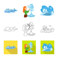 Vector design of texture  and frozen  symbol. Set of texture  and transparent  stock vector illustration.