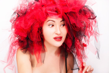 Fototapeta premium Portrait of beautiful young woman. Fashion photo.