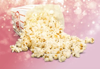Popcorn food in box  on background