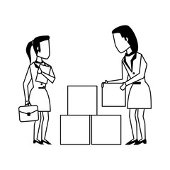Business teamwork workers avatar in black and white