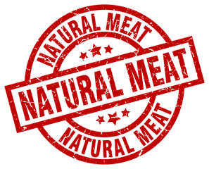 natural meat round red grunge stamp