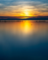 Fototapeta na wymiar Sunset landscape views of a spanish lake